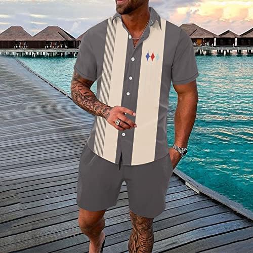 תלבושות אימוניות 2 חלקים לגברים חולצת הוואי פרחונית של שרוול קצר ומערכות קצרות תלת מימד הדפס הוואי חליפות חולצות