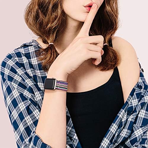 Vcegari תואם ל- Apple Watch 38 ממ 40 ממ 42 ממ 44 ממ, התאם רצועת ספורט אלסטית להחלפת ניילון צמיד כף היד לסדרת Iwatch