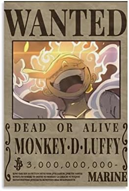 Qlazo Piece One anime Luffy מבוקש Bounty 3 מיליארד Gear5 Poster Canvas Canvas Art Call Pict