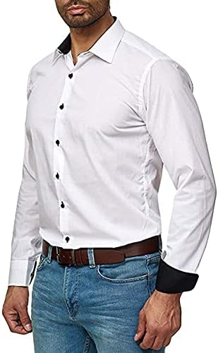 Beibiea Business חולצות מזדמנים לגברים, 2021 סתיו סתיו סתיו צווארון סגנון עסקי רופף חולצה חולצה