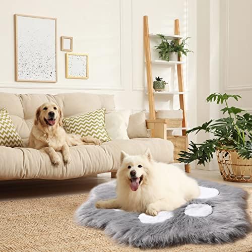מחצלת מיטת כלבים דמוי פרווה רכה עיצוב כפה קטיפה וכרית חיות מחמד רכה שטיח זריקת חיית מחמד לשטיפה