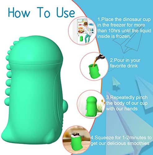 Rovanchy® Slushie Maker Cup-Kids Dinosaur Toy צעצוע סחוט כוסות סלאשי פלוס שייק סיליקון הניתן לצבוט