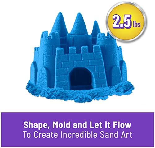 חול קינטי, חול משחק כחול במשקל 2.5 פאונד, צעצועים חושיים הניתנים לעיצוב לילדים, תיק הניתן לאטימה חוזרת, גילאי