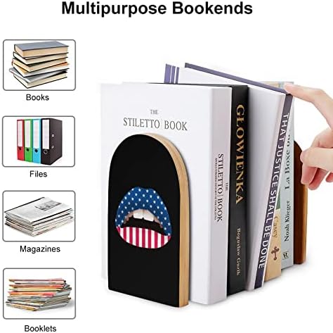 שפות אמריקאיות גדול עץ תומכי ספרים מודרני דקורטיבי מדף ספרים ספר פקק שולחן מדף מחזיקי סט של 2