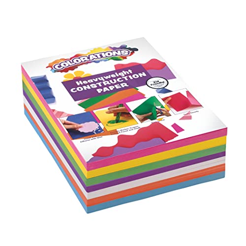נייר בנייה לצבעים לילדים / 7 צבעים - 600 גיליונות בתפזורת של 9 על 12-חבילה מגוונת של נייר מלאכה כבד
