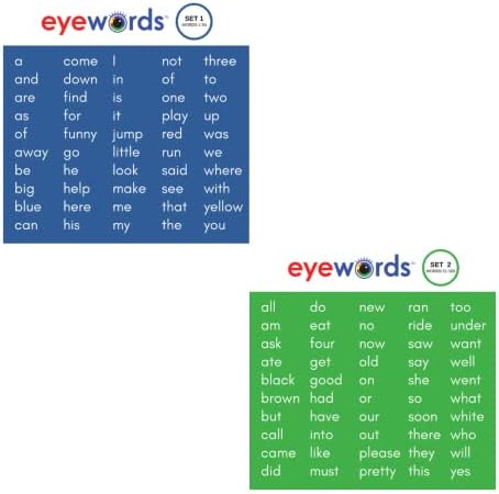 מילון שולחן עבודה של מילות ראייה רב-סנסוריות, ערכות מס '1-2, מילים 1-100