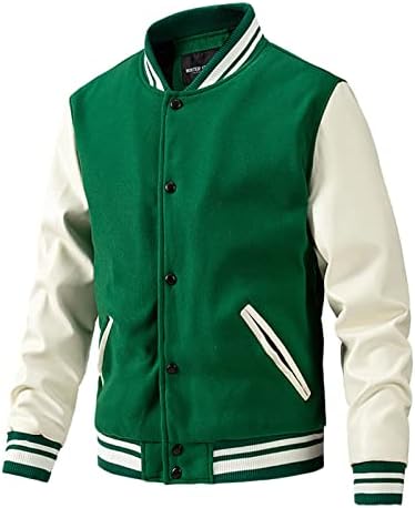 ז'קט אופנה של Xiaxogool Mens ז'קט varsity סיבתי כושר דק כושר בייסבול מעילי מפציץ