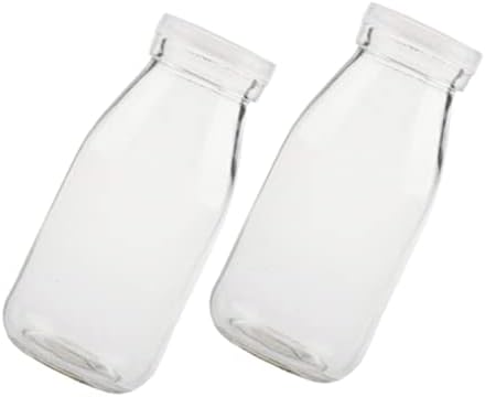 Zerodeko 2 יחידות בקבוק חלב טרי בקבוקי זכוכית צלולים עם כובעים חממה זכוכית עם מיכלי זכוכית מכסה כד זכוכית