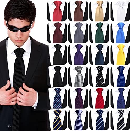 24 יחידות רוכסן קשרי לגברים מתכוונן מראש קשור גברים של עניבה קלאסי רוכסן צוואר עניבת סט לנשים