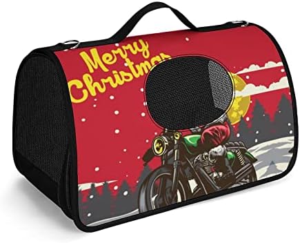 מצחיק חג המולד סנטה קלאוס אופנוע מנשא לחיות מחמד גור קטן תיק נשיאת תיק עבור חיצוני נסיעות הליכה קניות