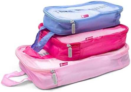 מיאמיקה 3 חלקים קוביות אריזת מזוודות, ורוד וכחול-כוללות מארגני מזוודה קטנים, בינוניים וגדולים עם עיצוב