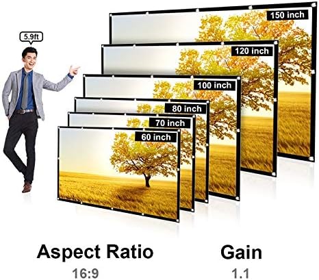 Liuyunqi 6 גודל מסך פרויקט נייד מסך מקרן 120in 16: 9 מסך הקרנה עבה מתקפל עמידי לעמידה לקולנוע ביתי חיצוני
