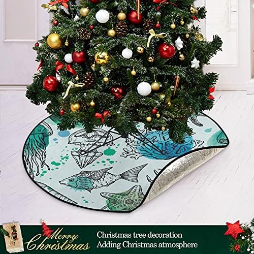 קליפות ים דגים אלמוגים מדוזה מחצלת עץ חג המולד עץ עץ עץ עץ מגש שטיח מחצלת מתחת לאביזר עץ חג המולד לקישוט חג המולד