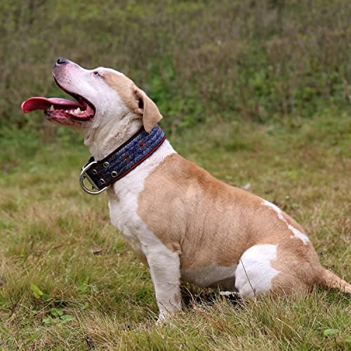 צווארוני כלבים של Powpawd צווארונים דקורטיביים צווארונים טקטיים מתכווננים ניילון עבה עמיד עם אבזם נירוסטה באבזם