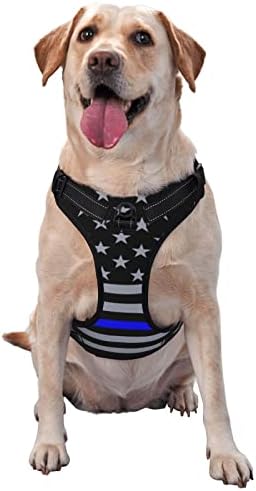 רתמת כלבים דגל קו כחול דק דגל חיית מחמד אמריקאית מתכווננת רתמות אפוד חיצוניות קטנות