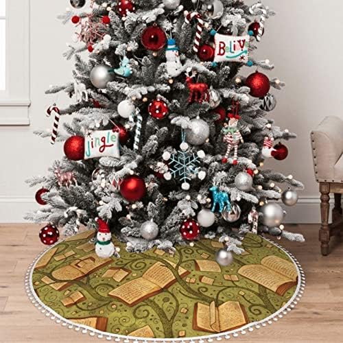 חצאית עץ חג המולד עם קיצוץ פום לקצץ וינטג '-ירוק-ירוק קישוטי בית חג המולד 30