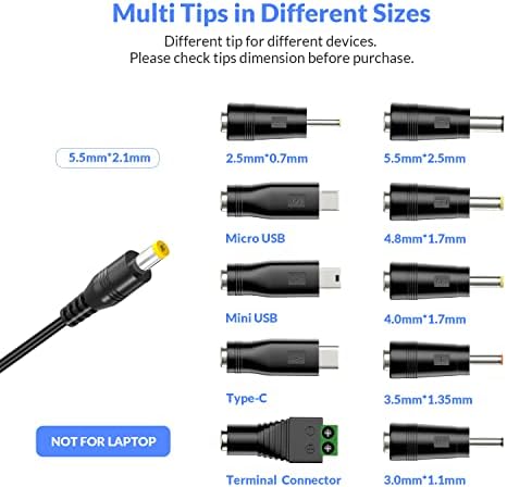 מתאם מטען הטאבלט הבא של הטבליות 5V 3A 2A 2.5A 1A AC מתאם DC מתאם W/ 8 טיפים לאמזון FIRE HUB