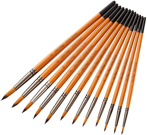 QJPaxl 12 יחידות/סט ארט עט קווי וו ניילון מברשות צבע עץ לניילון עץ לצבעי שמן בצבעי שמן ערכת ציוד אמנות