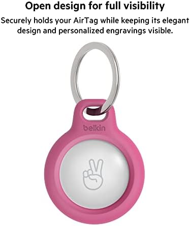 מחזיק מאובטח של Belkin Apple Airtag עם טבעת מפתח - עמיד שריטות עמידה עמידות עם קצוות פתוחים וקצוות מוגבהים