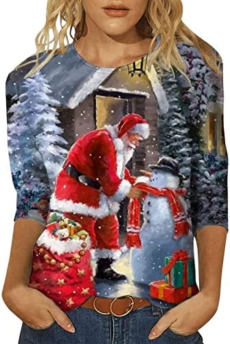 חולצות חג המולד לנשים לחולצת טריקו גרפית עץ חג המולד בתוספת גודל רופף מתאים צמרות טוניקה שרוול ארוך