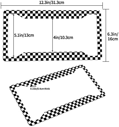 מסגרת לוחית רישוי של לוח השחור בשחור לבן מסגרת 2 מחשבים שחור -לבן לוח רכב מכסה מכסה אלומיניום מחזיק