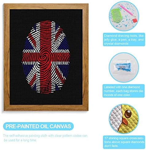 דגל בריטניה אצבע אצבע יהלום ערכות תמונה מסגרת תמונה 5D DIY מקדחה מלאה ריינסטון אמנויות עיצוב קיר למבוגרים עץ