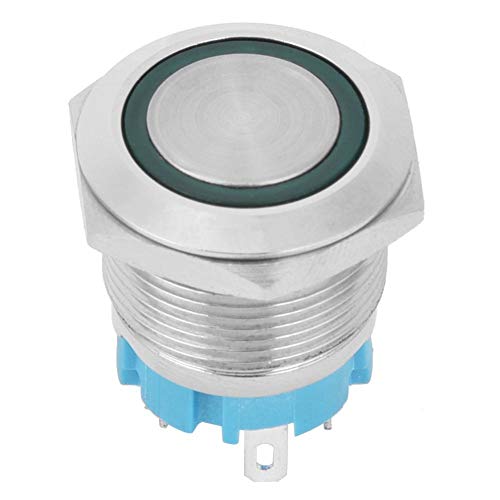 2 pcs 4pin IP65 19 ממ ממ 12 ~ 24VDC, מתגים תעשייתיים מתגי לחצן חצוב עמיד למים LED ירוק למים כפתור כפתור כפתור
