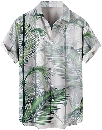 חולצות חולצה לגברים ， כפתור מודפס מזדמן למטה דש שרוול קצר שורש רגיל טי טיי קיץ חוף טרופי חולצות טרופיות
