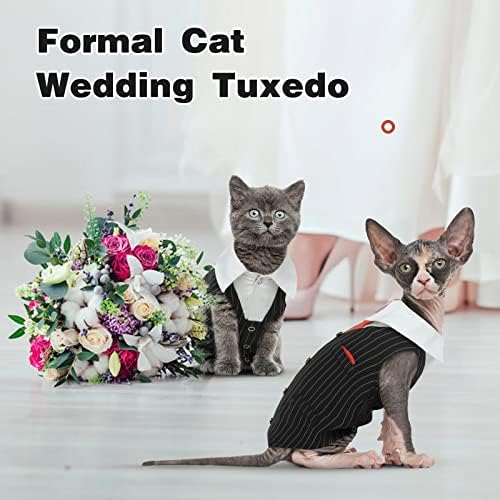 דנטרון חתול טוקסידו חליפה תלבושת אפוד, אופנת חתול חסר שיער בגדים מפוארים בגדים מפוארים בלאי פורמלי,