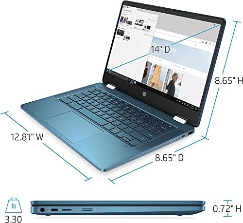 HP Chromebook x360 2-in-1 14 HD מסך מגע אור נייד ומחשב נייד דק, מעבד אינטל סלרון N4020, 4GB RAM, 64 GB EMMC, Webcam,