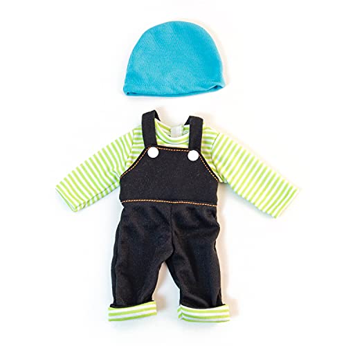 בגדי בובה של מינילנד תמורת 11 , 12, 13 בובות תינוקות, סרבל ז'אן, חולצה עם שרוולים ארוכים, כובע, בגדי בובה