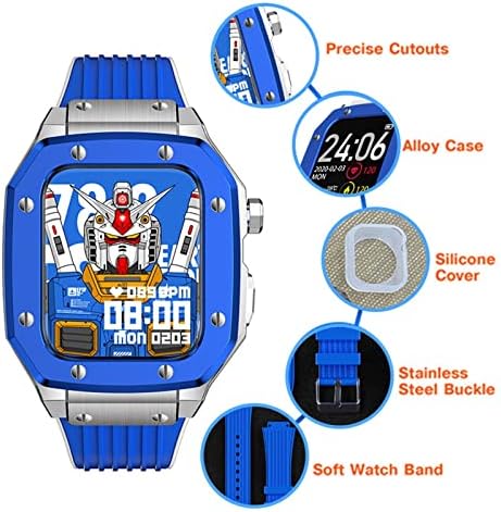 Eksil for Apple Watch Series 7 סגסוגת שעון מארז 44 ממ 42 ממ 45 ממ מתכת יוקרתית גומי נירוסטה