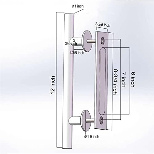 Rtbbyu 12in הזזה דלת דלת ידית דלת אל חלד/פלדת פחמן סומק מושך ידית משיכה ידית משיכה כבד חומרת דלת פנים