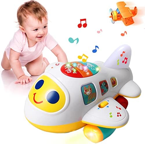 JJKIMAG צעצועים לתינוק 6 עד 12 חודשים מטוס מוזיקלי זוחל צעצועי תינוקות עם אורות/צעצועים חינוכיים אוניברסליים