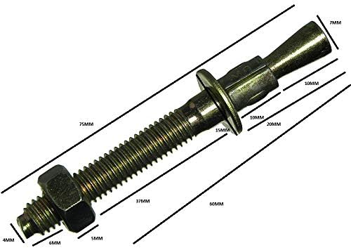 2 x דרך בריח מתרחב עוגני בנייה של טריז M8 x 10 ממ x 75 ממ YZP