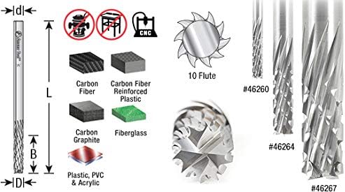 כלי אמנה - 46262 קרביד מוצק CNC CNC פחמן גרפיט ופנל סיבי פחמן 3 חיתוך 3