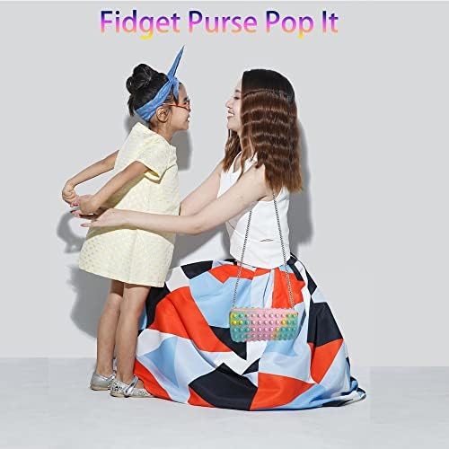 Kansun Paul Pop Pop Fikget Bag Toy, 3PCS פופ בועה סנסורית ארנק כתפיים ומיני פופ פופ שרשרת מפתח לילדה, מתנה
