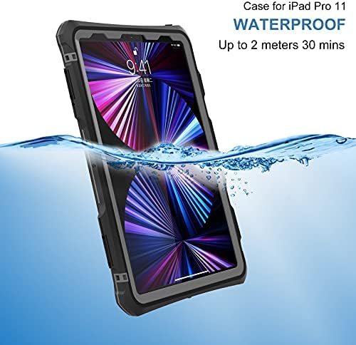 מארז Shellbox חדש iPad Pro 11 אינץ '2022 & 2021 & 2020 אטום מים, כיסוי מגן כבד בגוף מלא עם עמדת הגנה עם