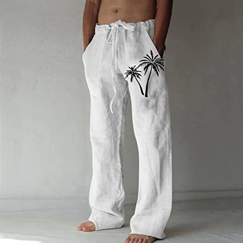 מיאשוי גברים של חג המולד מכנסיים גברים מקרית כותנה מודפס כיס תחרה עד מכנסיים גדול גודל מכנסיים שינה
