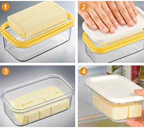 תבשיל חמאה עם מכסה וחותך, מארז מיכל חמאת פלסטיק למארז או מקרר
