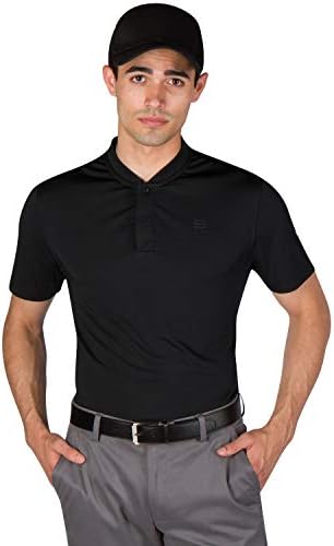 שלושה שישים ושש חולצות גולף מהירות נטולות צווארון לגברים - פולו מזדמן שרוול קצר, בד מתיחה