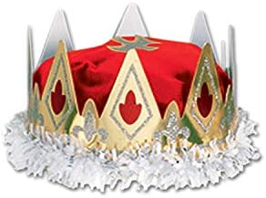 איסל 3 חתיכה רויאל המלכה של כתר מצנפות עבור מרדי גרא מסיבת נושא, אדום / זהב/כסף / לבן