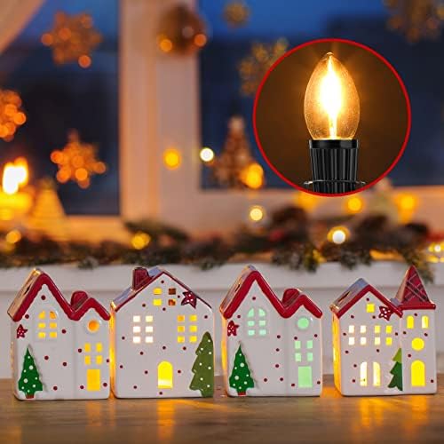 6 PCS קליפ בחוט המנורה עם שקע אור E12 לבן חוט מנורה יחיד החלפת כבל אור לחג לחג חג המולד קישודים, 6 ft