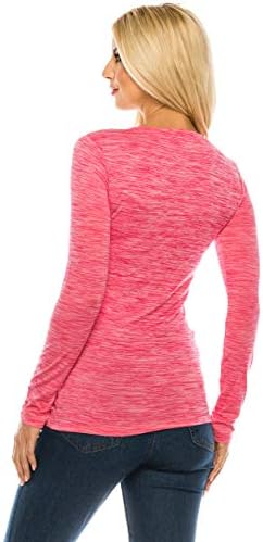 חולצת טי אימון של אשה Reneseille - שרוול ארוך v צוואר רזה מתאים למתיחה ספורטיבית פעילה ספורטיבית