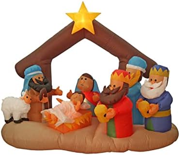Pifude אבא חג המולד חג המולד קשת מתנפחת זוהרת של סנטה איש שלג אספקת ישו סצנה אטמוספרה קישוט