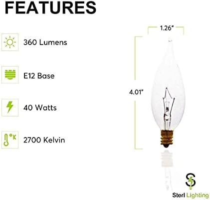 תאורת סטרל - 40 ואט כ32 ה12 נברשות דקורטיביות או גופי מנורת בסיס נר בצורת נר להבת קצה כפוף
