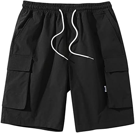 מכנסיים קצרים של גברים קצרים של מטען קיץ קצרים רופפים מכנסיים קצרים של שרוך רב-כיס מזדמנים