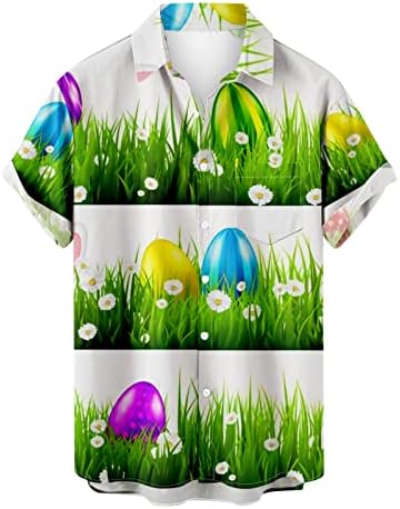 Xipcokm פסחא שמח טייס לגברים ביצי ארנב חמודות חולצות דש מודפס