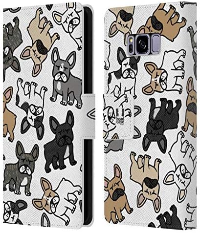 ראש מקרה עיצובים צרפתית בולדוג כלב גזע דפוסים עור ספר ארנק מקרה כיסוי תואם עם סמסונג גלקסי 8