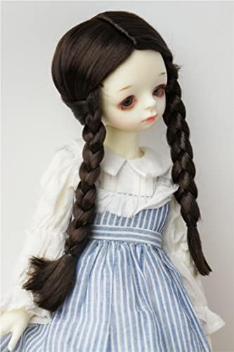 1/3 SD Dod Doll Wigs JD103 8-9 אינץ '21-233 סמ אורך פרידה תאומים צמה פוני סינטטי מוהיר שיער BJD